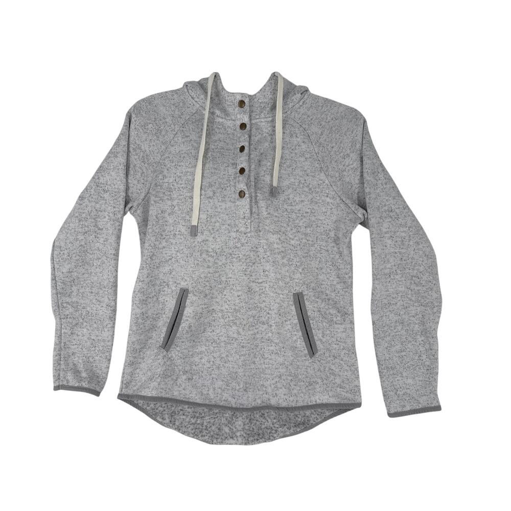 Thread & Supply heathered gray snap placket pullover hoodie size L